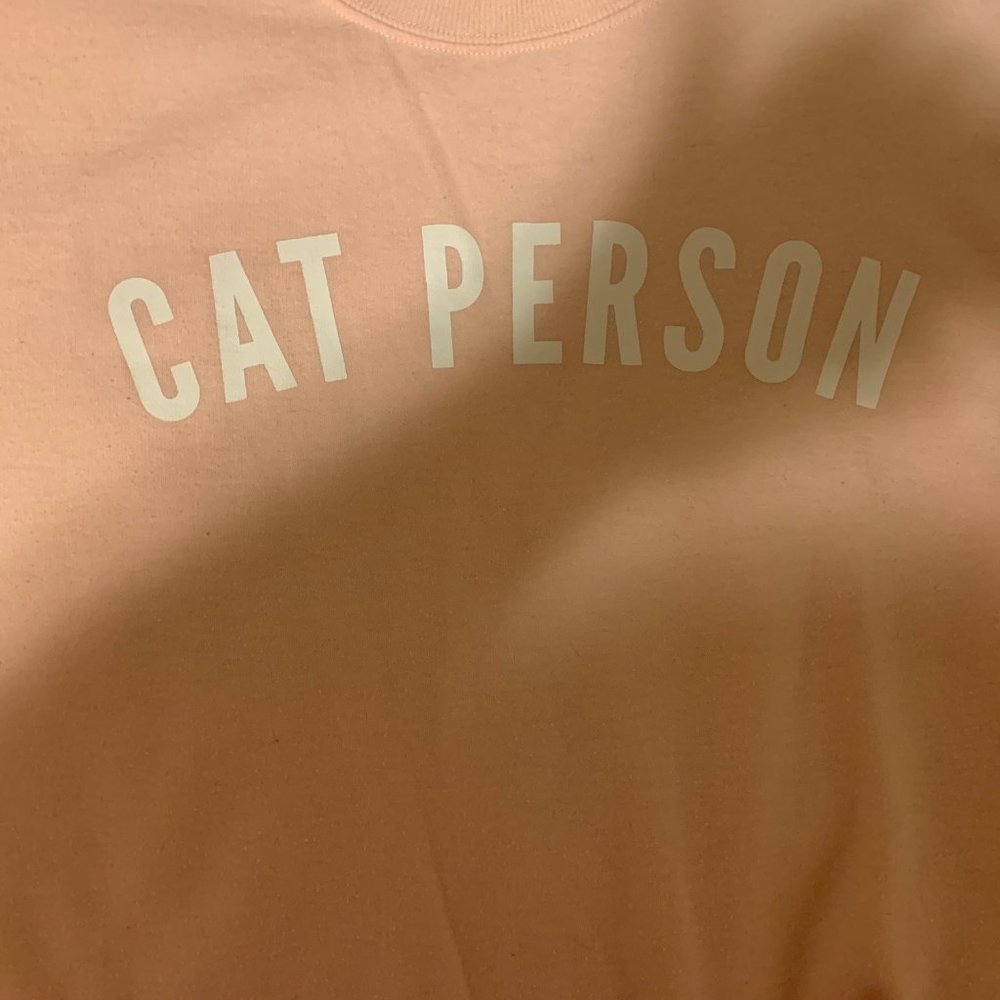 Zoe + Liv CAT PERSON Long-Sleeved Graphic Top, Size XL, Pink, NWOT